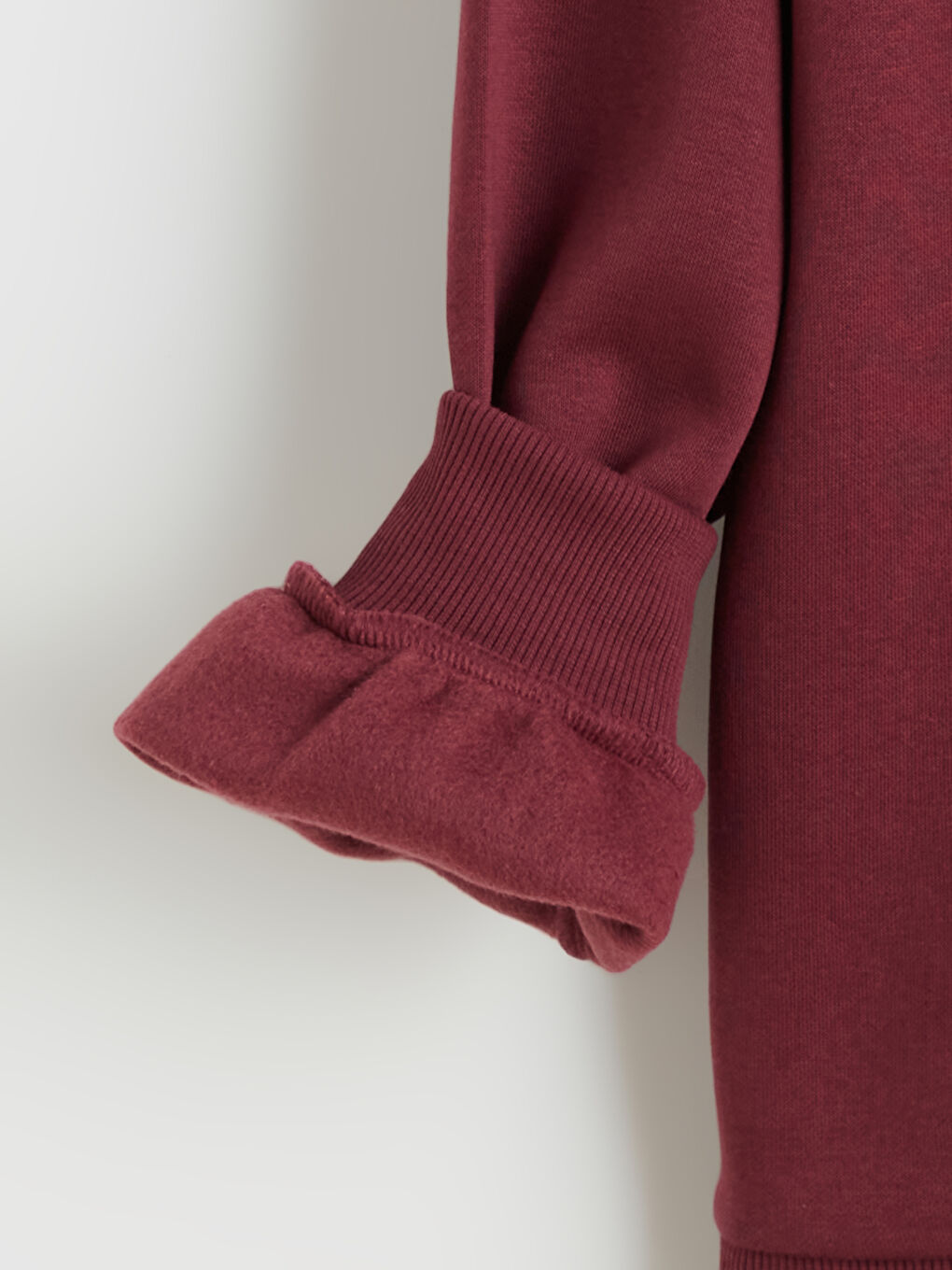 Bordo Oversize Kadın Kalın Hoodie-5