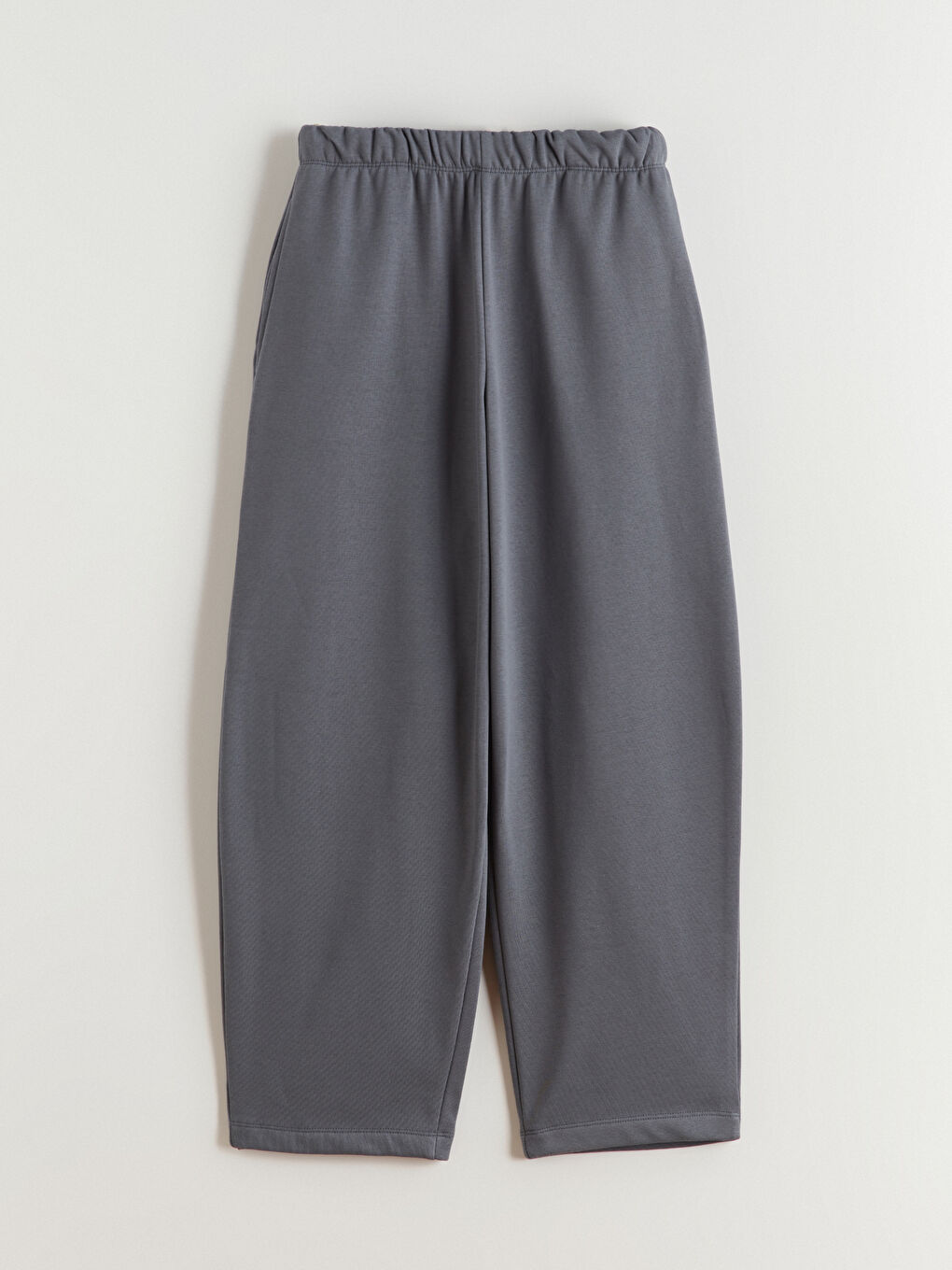 Gri Beli Lastikli Kadın Kalın Eşofman Altı-4