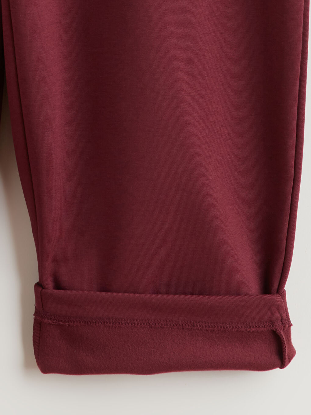 Bordo Beli Lastikli Kadın Kalın Eşofman Altı-4