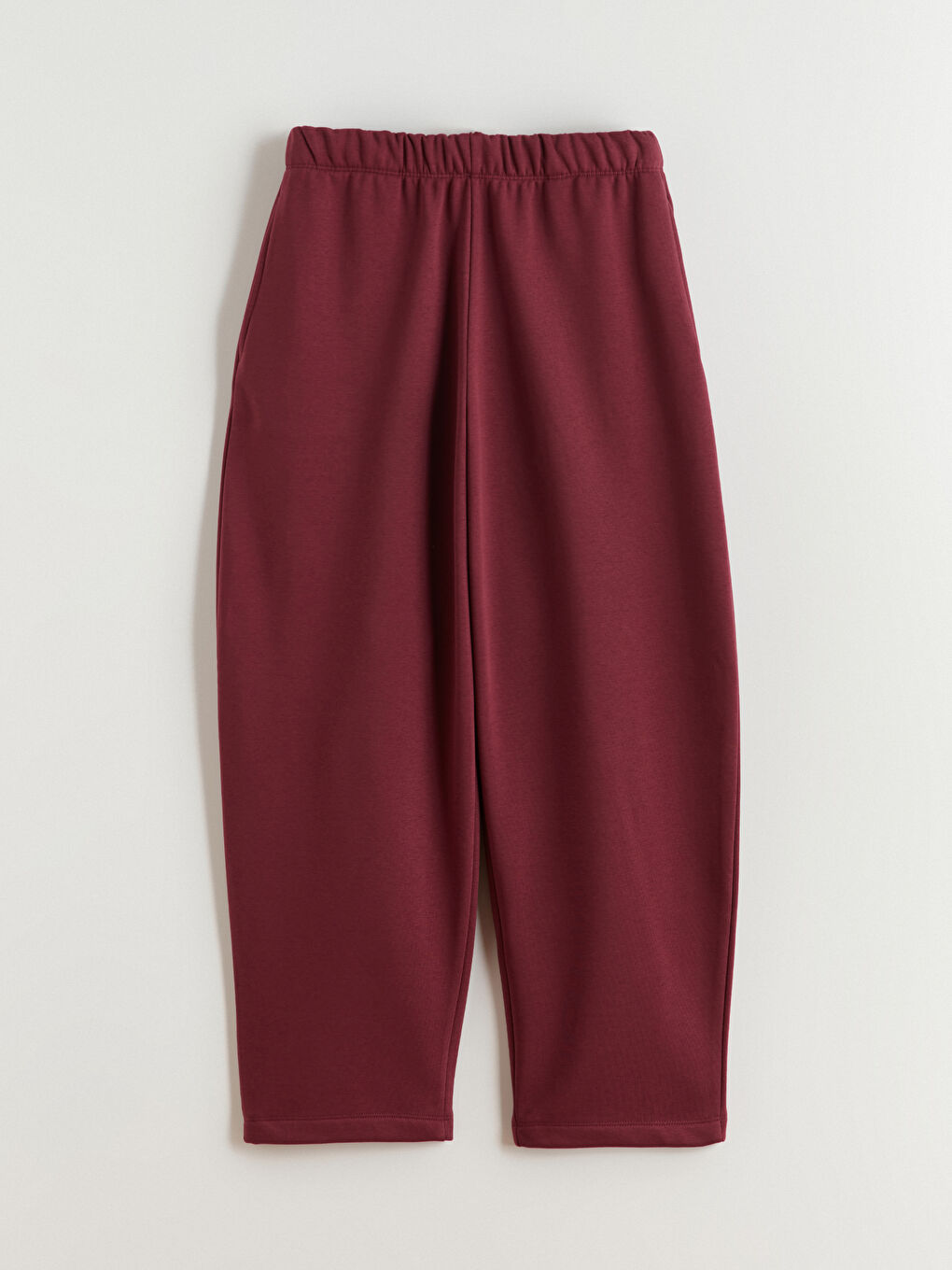 Bordo Beli Lastikli Kadın Kalın Eşofman Altı-5