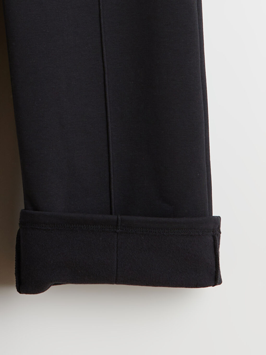 Siyah Beli Lastikli Geniş Paça Kadın Kalın Eşofman Altı-5