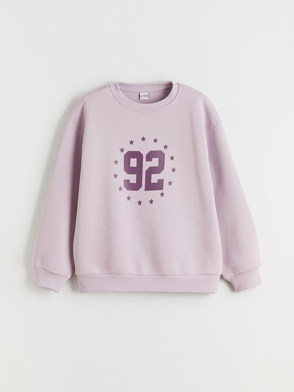 Lila Bisiklet Yaka Baskılı Kız Çocuk Kalın Sweatshirt