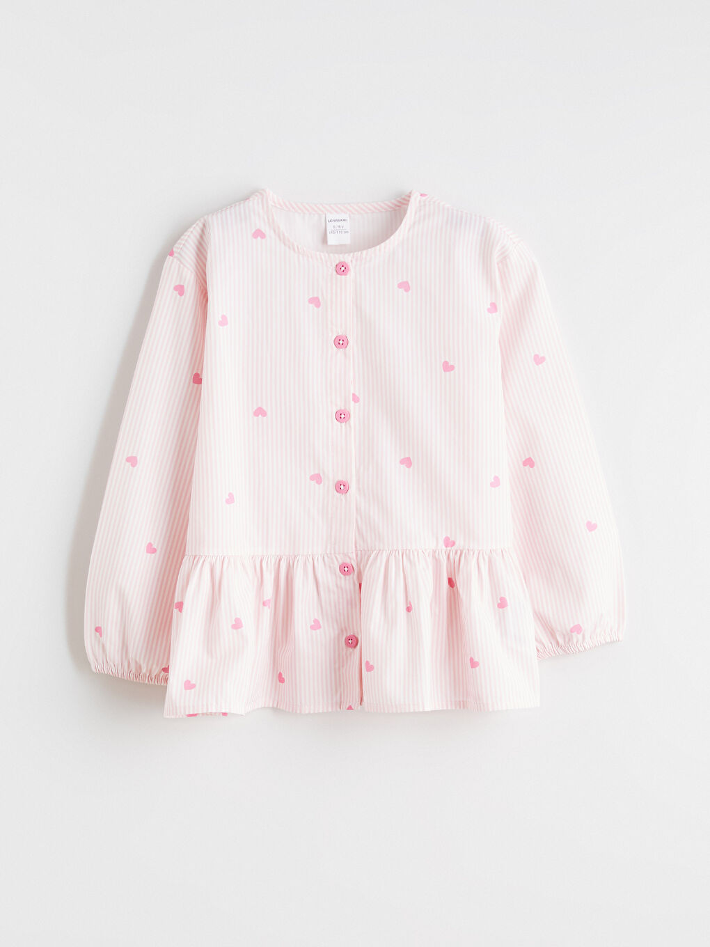 Pembe Çizgili Poplin Kız Çocuk Gömlek ve Süveter-4