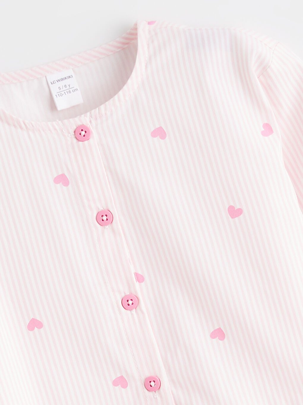 Pembe Çizgili Poplin Kız Çocuk Gömlek ve Süveter-5