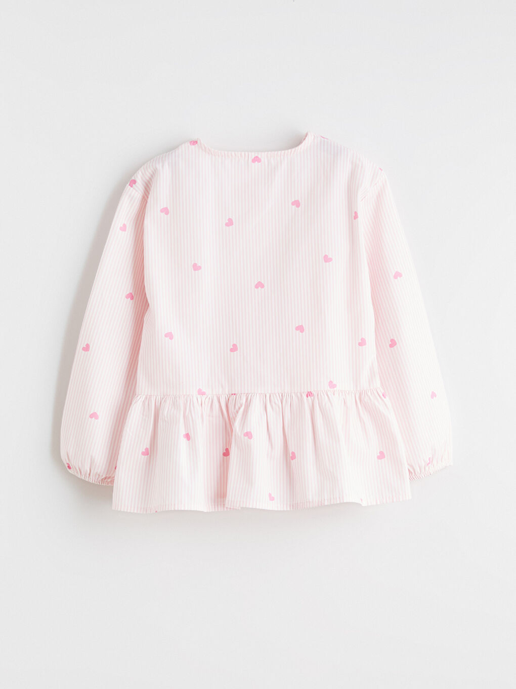 Pembe Çizgili Poplin Kız Çocuk Gömlek ve Süveter-6