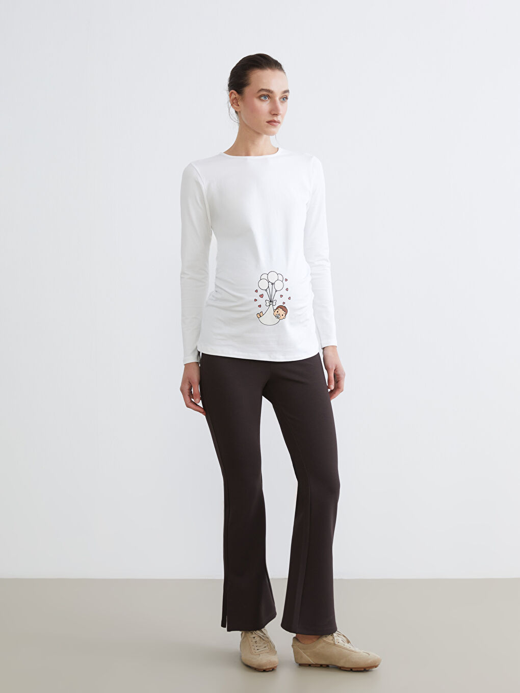 Ženska majica sa printom i okruglim izrezom-1