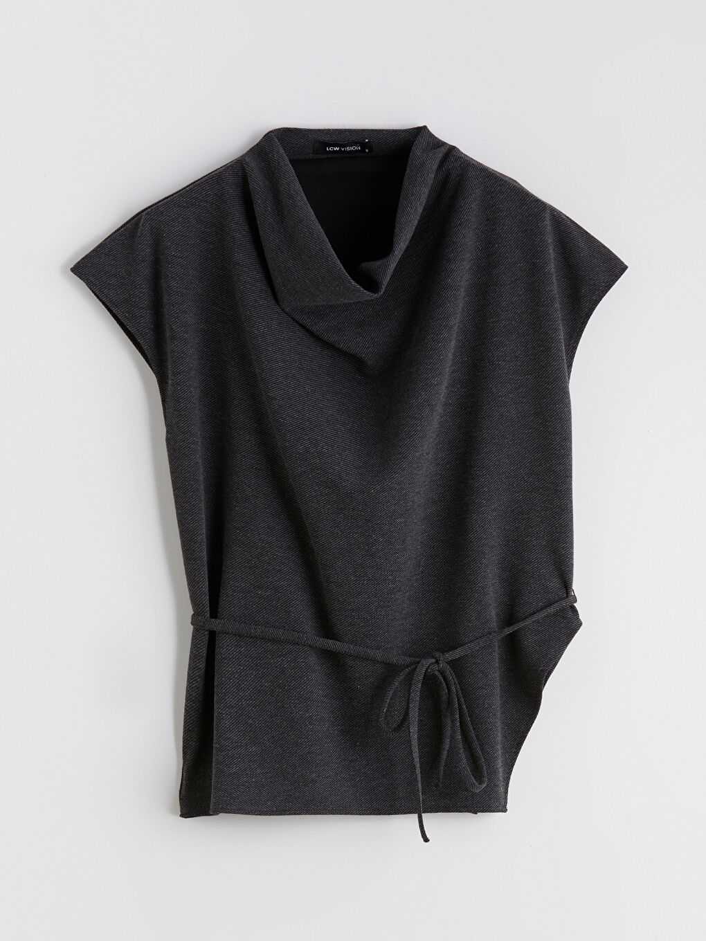 Antrasit Dökümlü Yaka Bluz-4