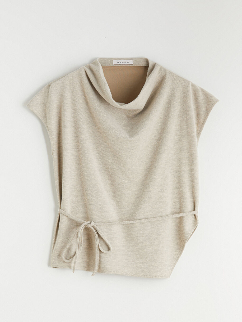 Bej Dökümlü Yaka Bluz-4