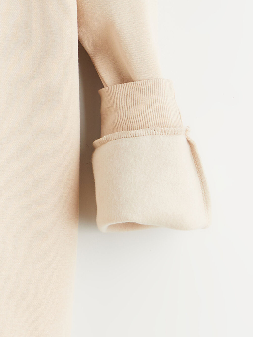 Bej Baskılı Oversize Kadın Kalın Sweatshirt-5