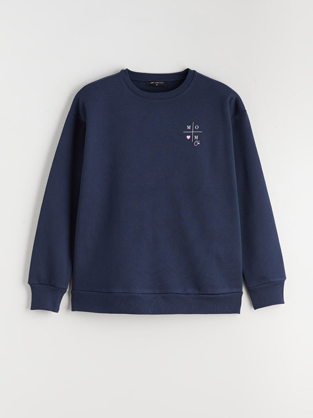 Lacivert Baskılı Oversize Kadın Kalın Sweatshirt-4