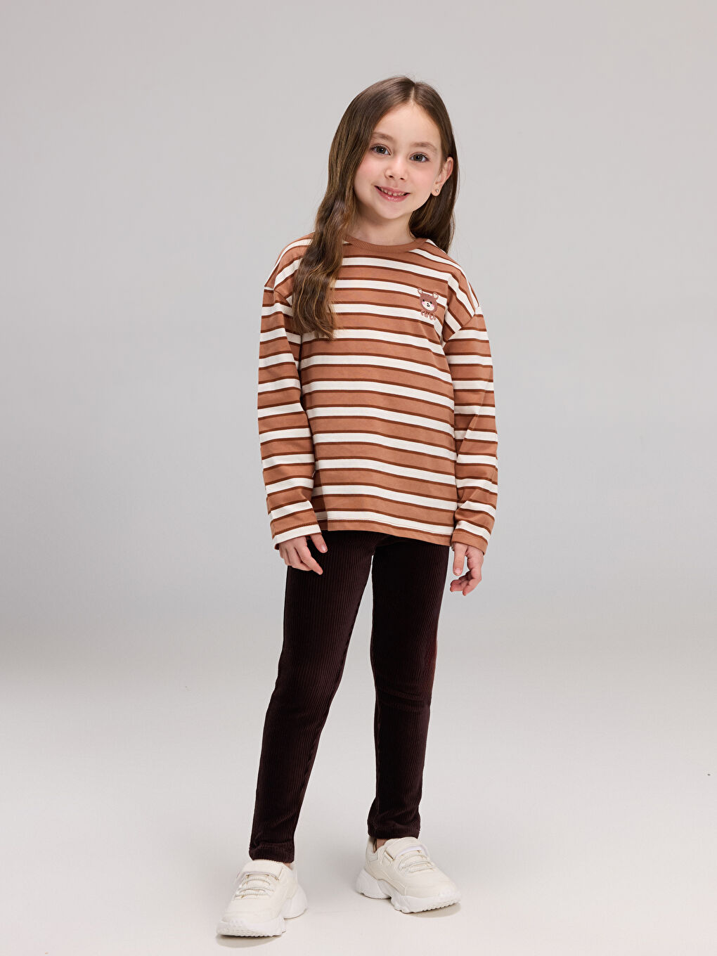 Crew Neck Striped Girls' T-Shirt-1