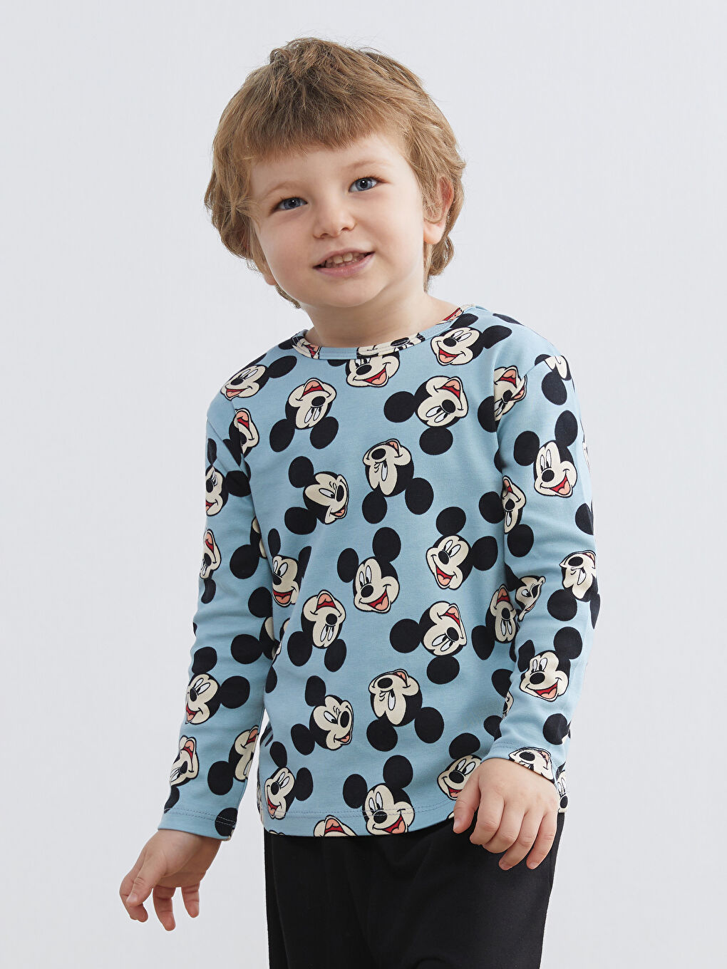 Mavi Mickey Mouse Baskılı Erkek Bebek Pijama Takım-1
