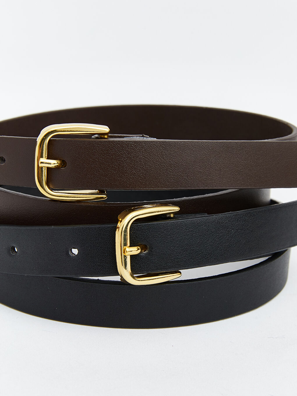 Kahverengi Deri Görünümlü Kadın Kemer 2'li-3