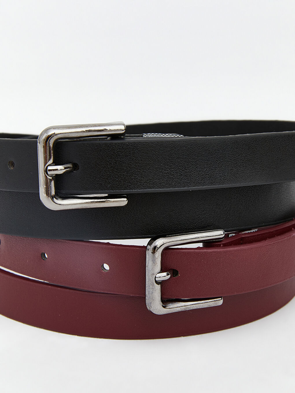 Bordo 2'li Suni Deri Kadın Kemer Seti-3