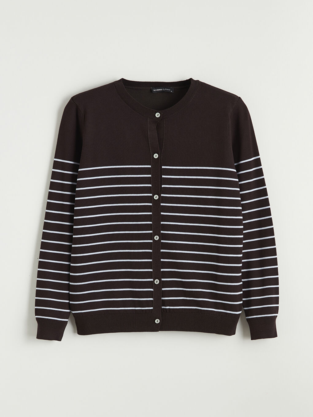 Crew Neck Striped Women's Knitwear Cardigan-4