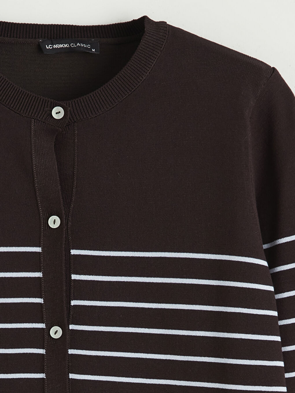 Crew Neck Striped Women's Knitwear Cardigan-5