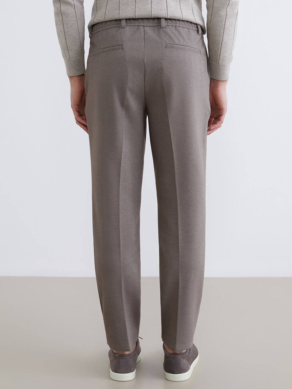 Kahverengi Standart Kalıp Gabardin Erkek Pantolon-3