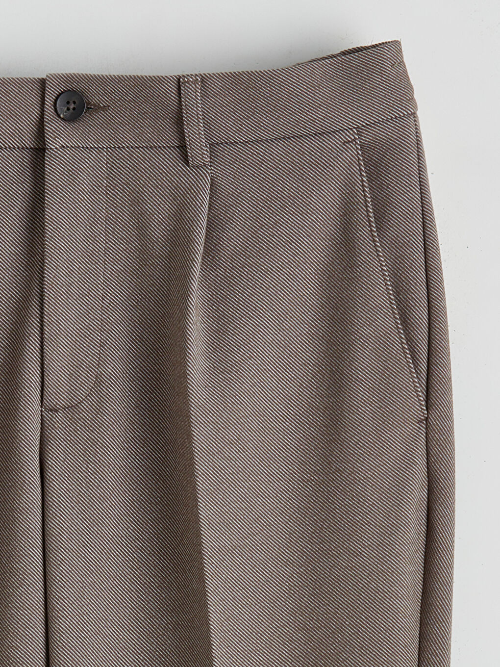 Kahverengi Standart Kalıp Gabardin Erkek Pantolon-6