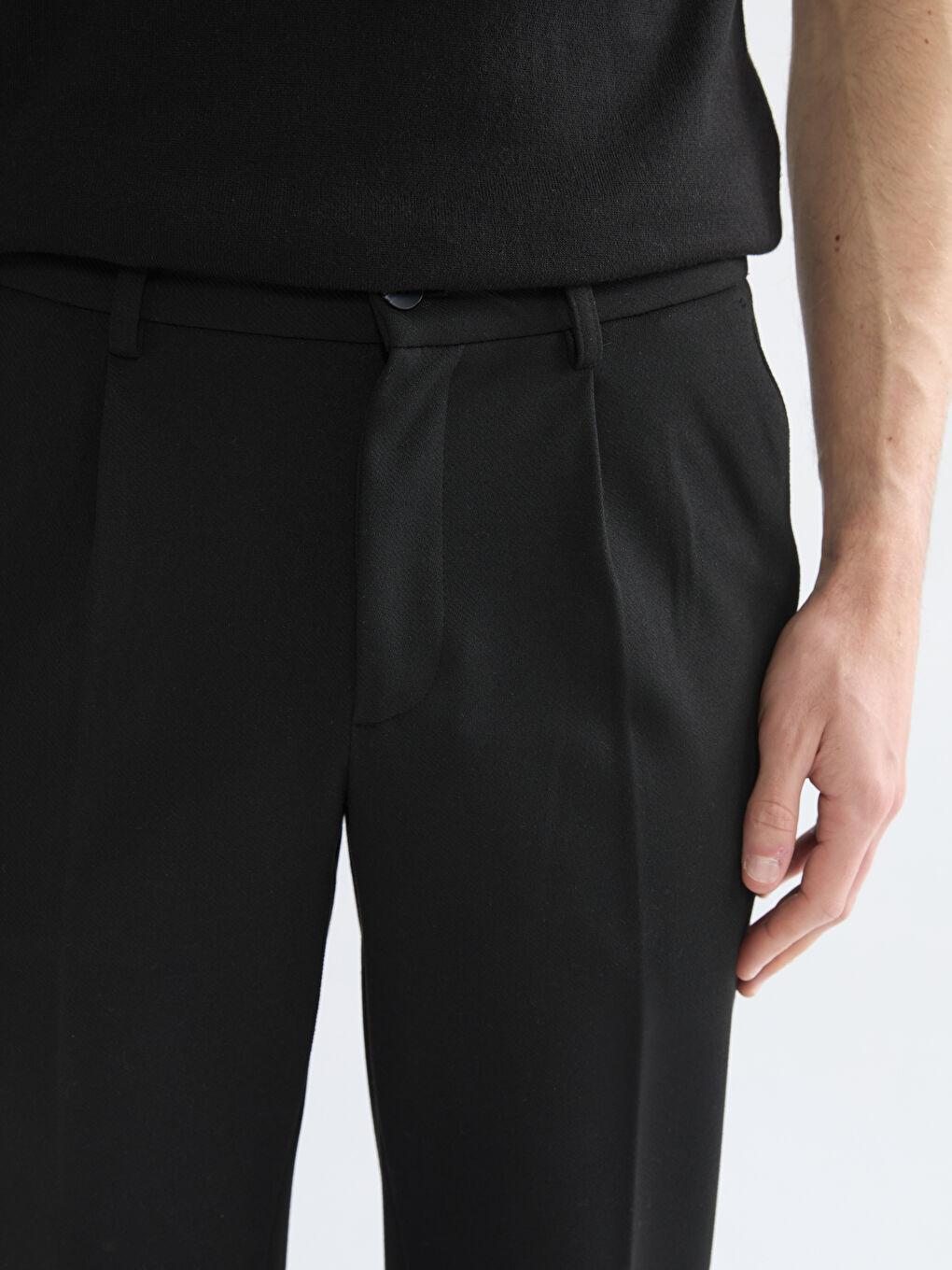 Siyah Standart Kalıp Gabardin Erkek Pantolon-2