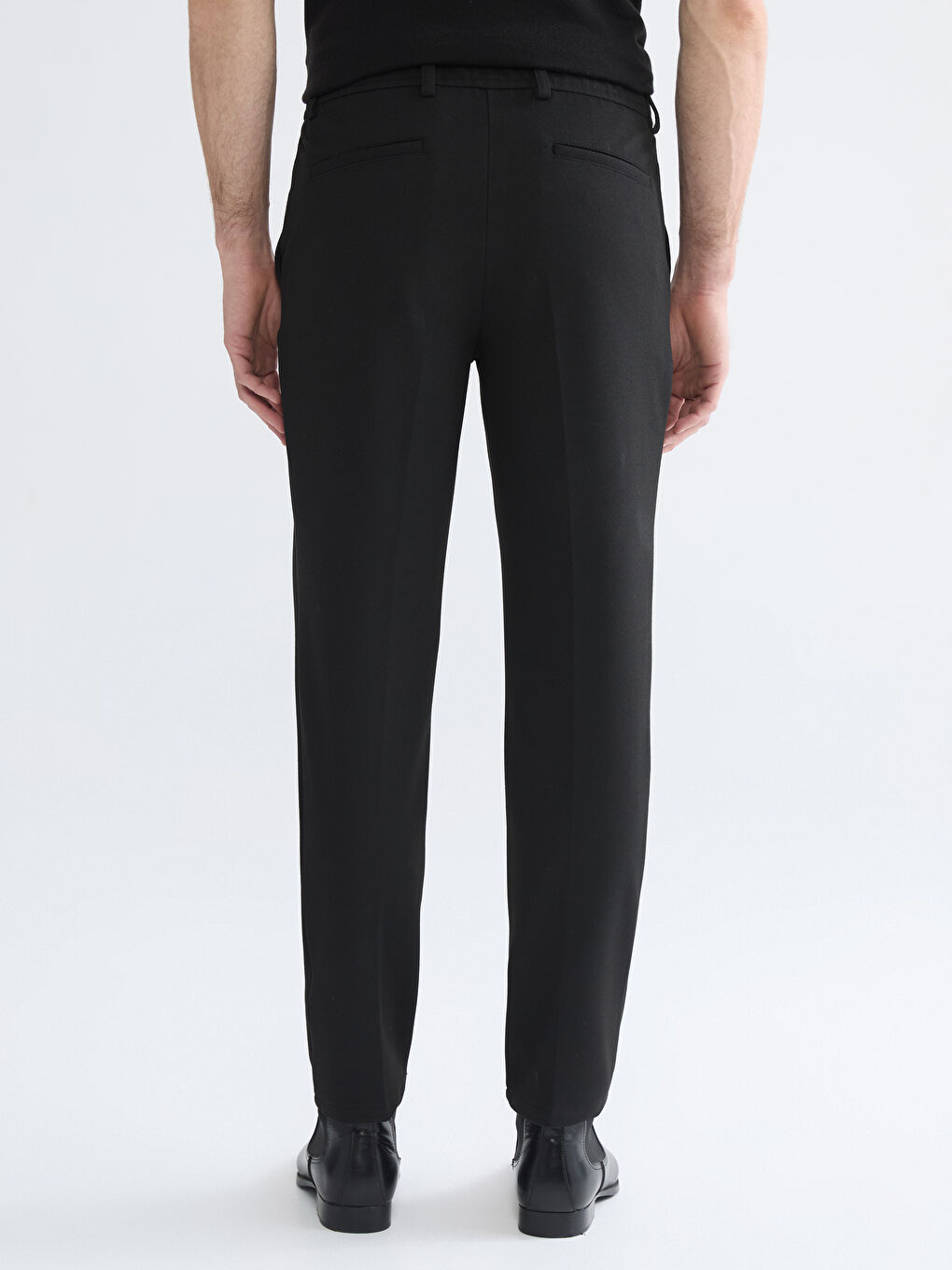 Siyah Standart Kalıp Gabardin Erkek Pantolon-3