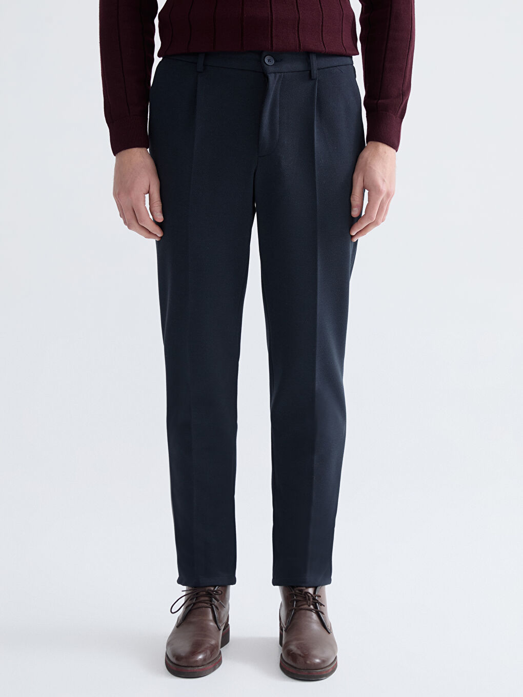 Lacivert Standart Kalıp Gabardin Erkek Pantolon-1