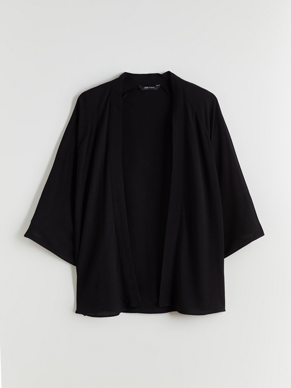 Siyah Şal Yaka Oversize Kadın Kimono-5