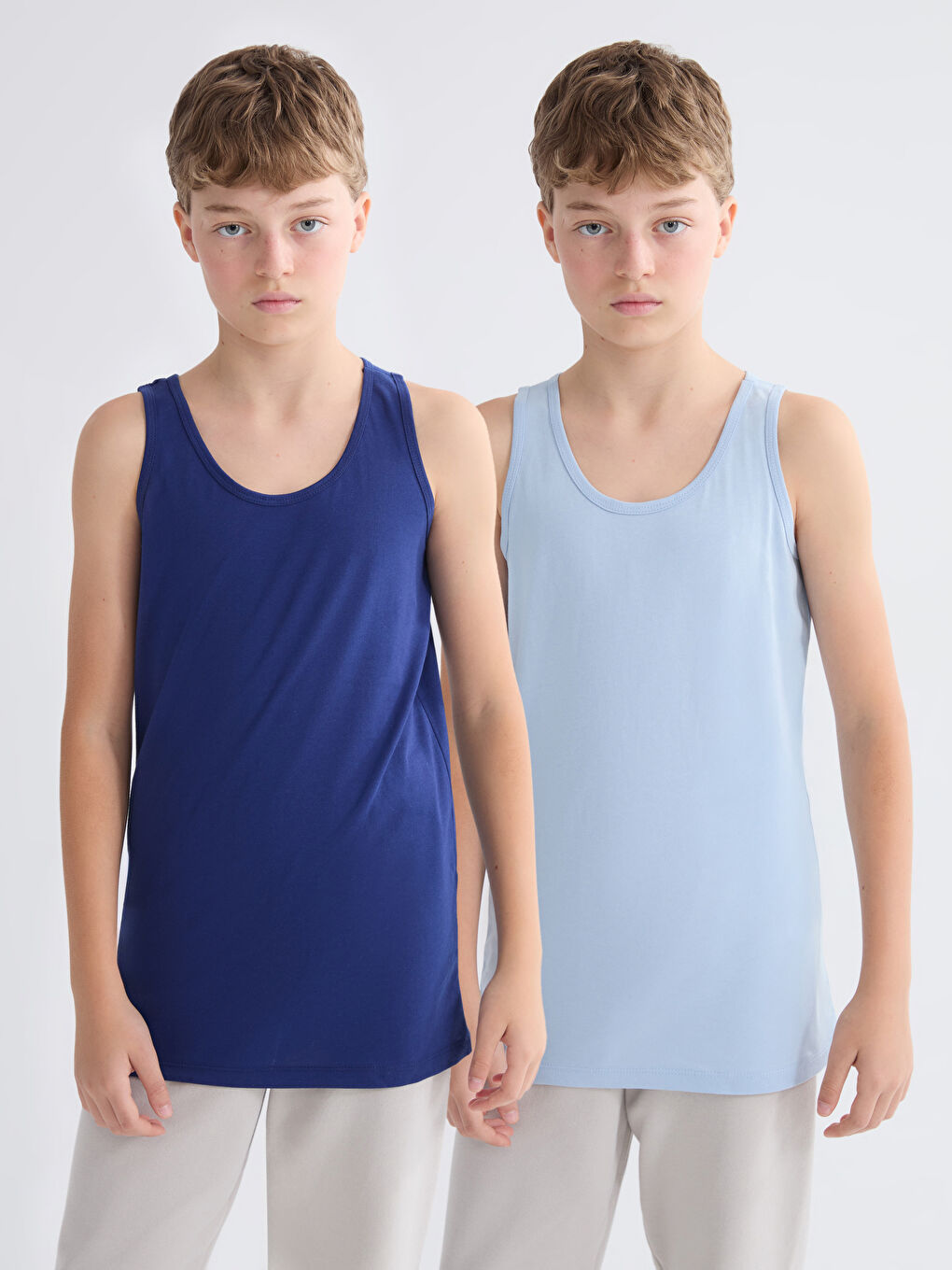 Lacivert Bisiklet Yaka Erkek Çocuk Atlet 2'li