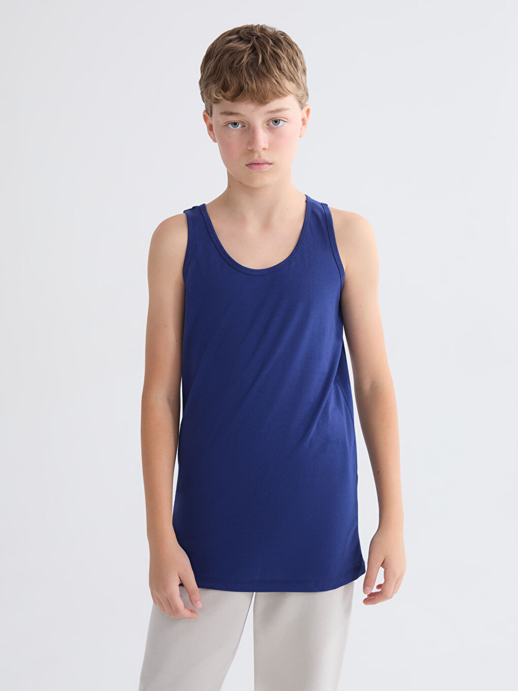 Lacivert Bisiklet Yaka Erkek Çocuk Atlet 2'li-2