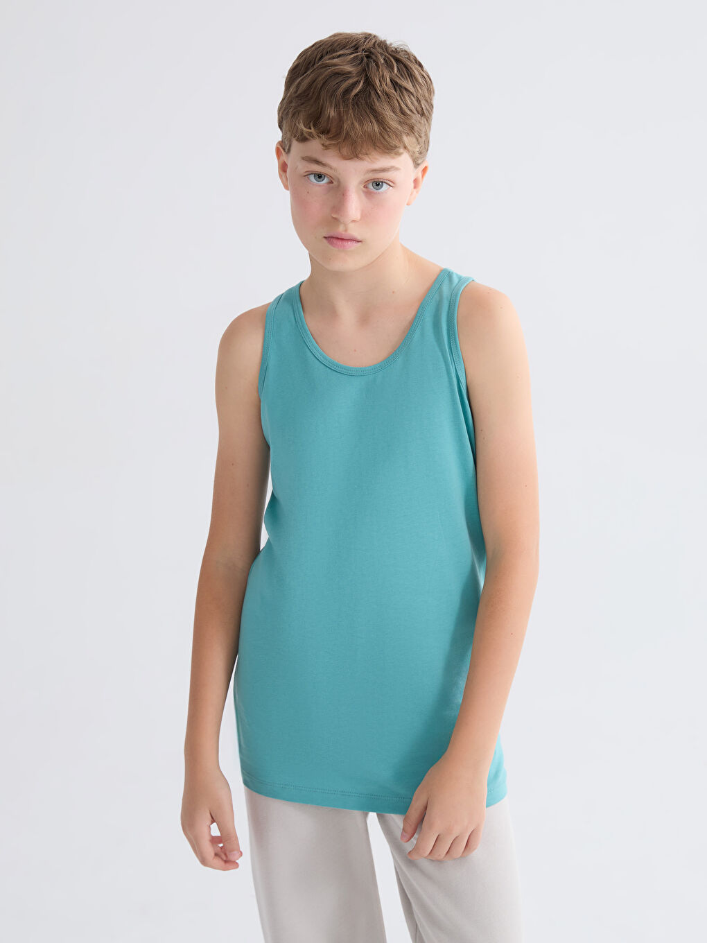 Beyaz Bisiklet Yaka Erkek Çocuk Atlet 2'li-2