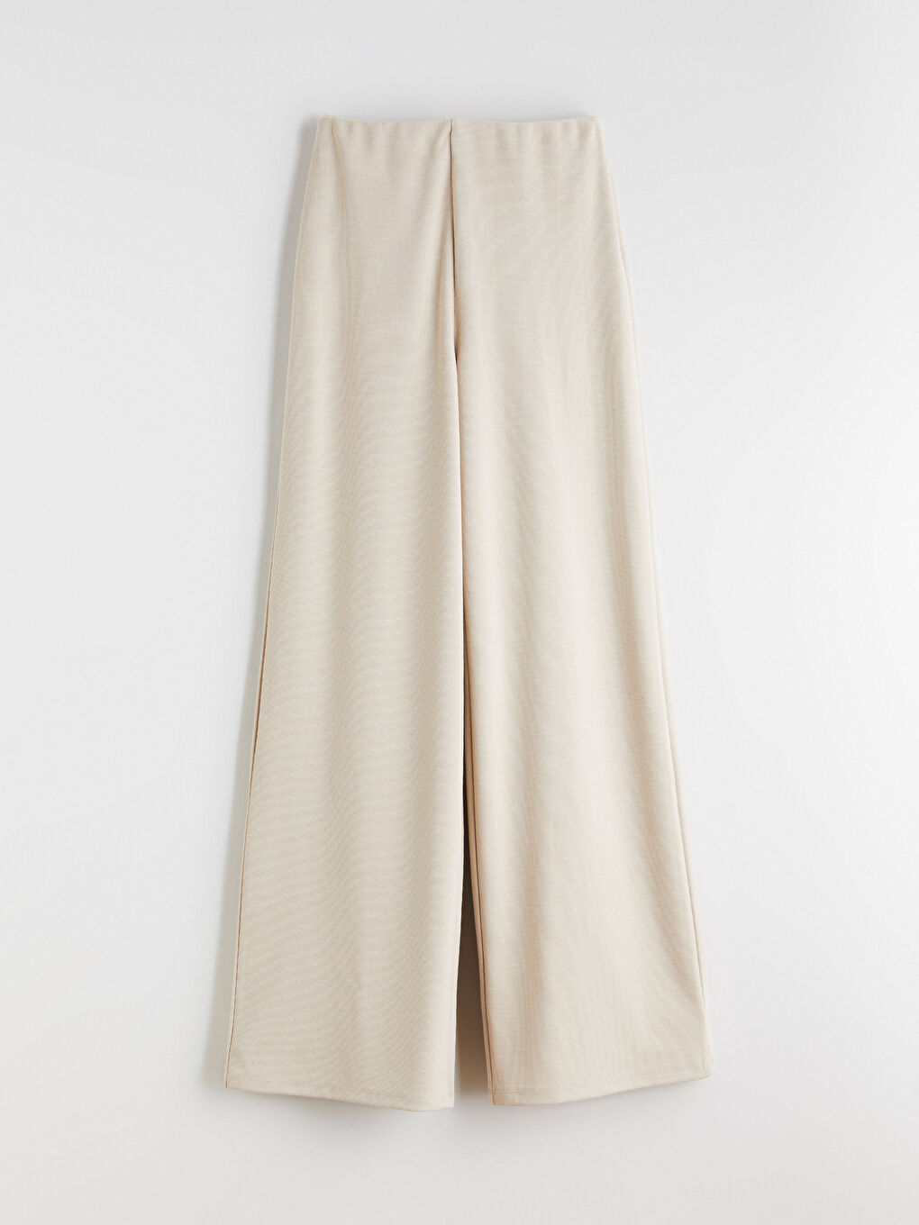 Bej Beli Lastikli Geniş Paça Kadın Eşofman Altı-4