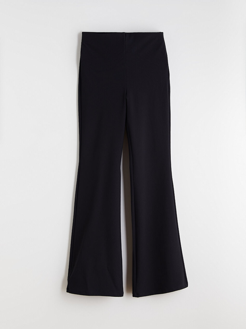 Siyah Yüksek Bel İspanyol Paça Kadın Tayt Pantolon-4