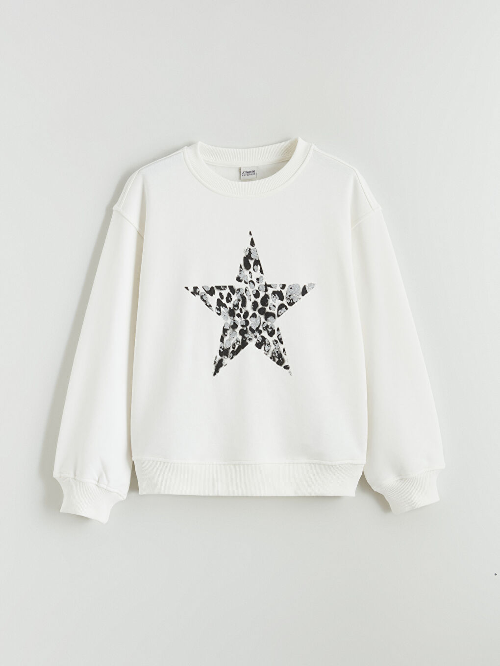 Ekru Bisiklet Yaka Kız Çocuk Kalın Sweatshirt