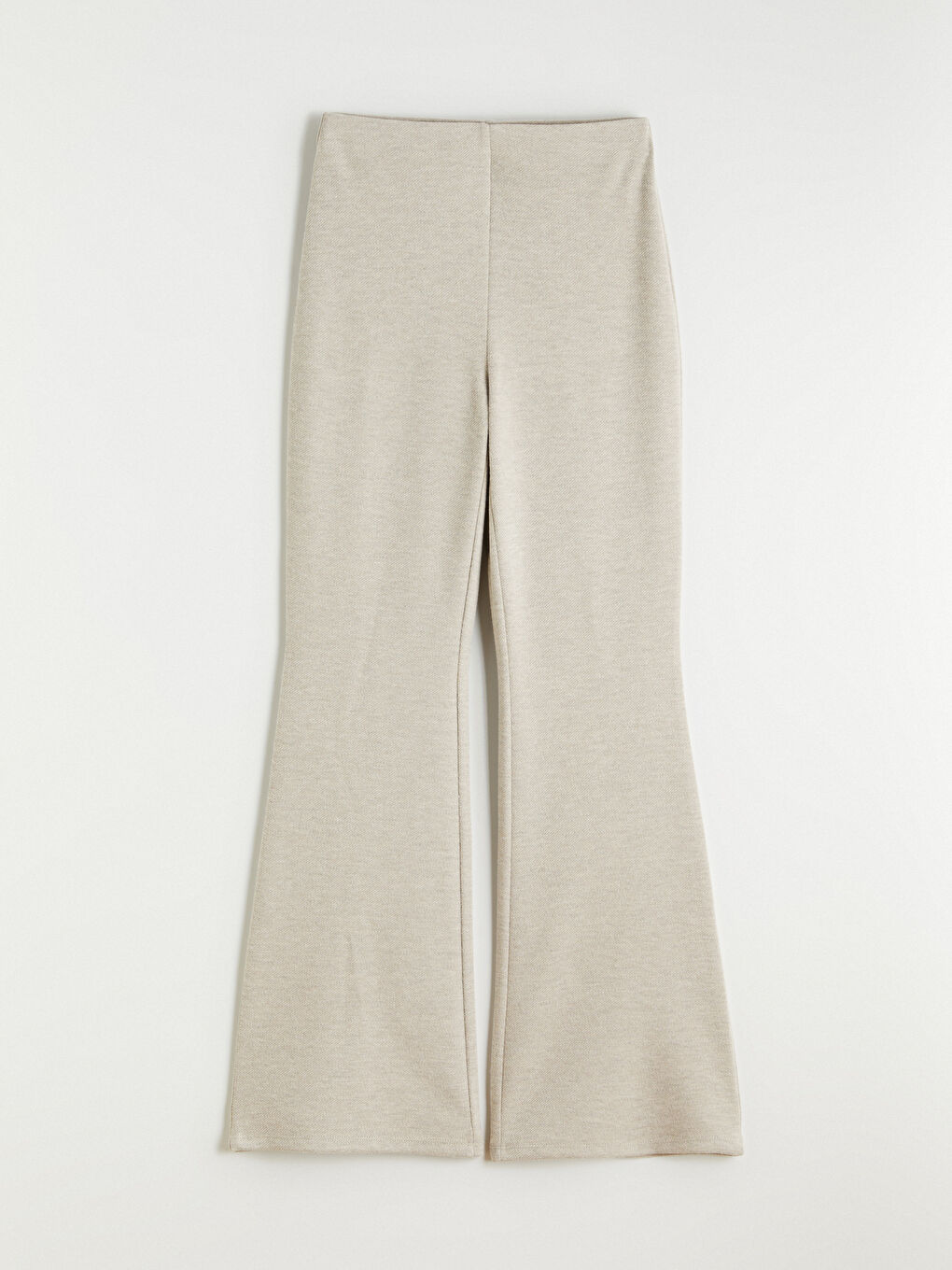 Bej Beli Lastikli İspanyol Paça Kadın Pantolon