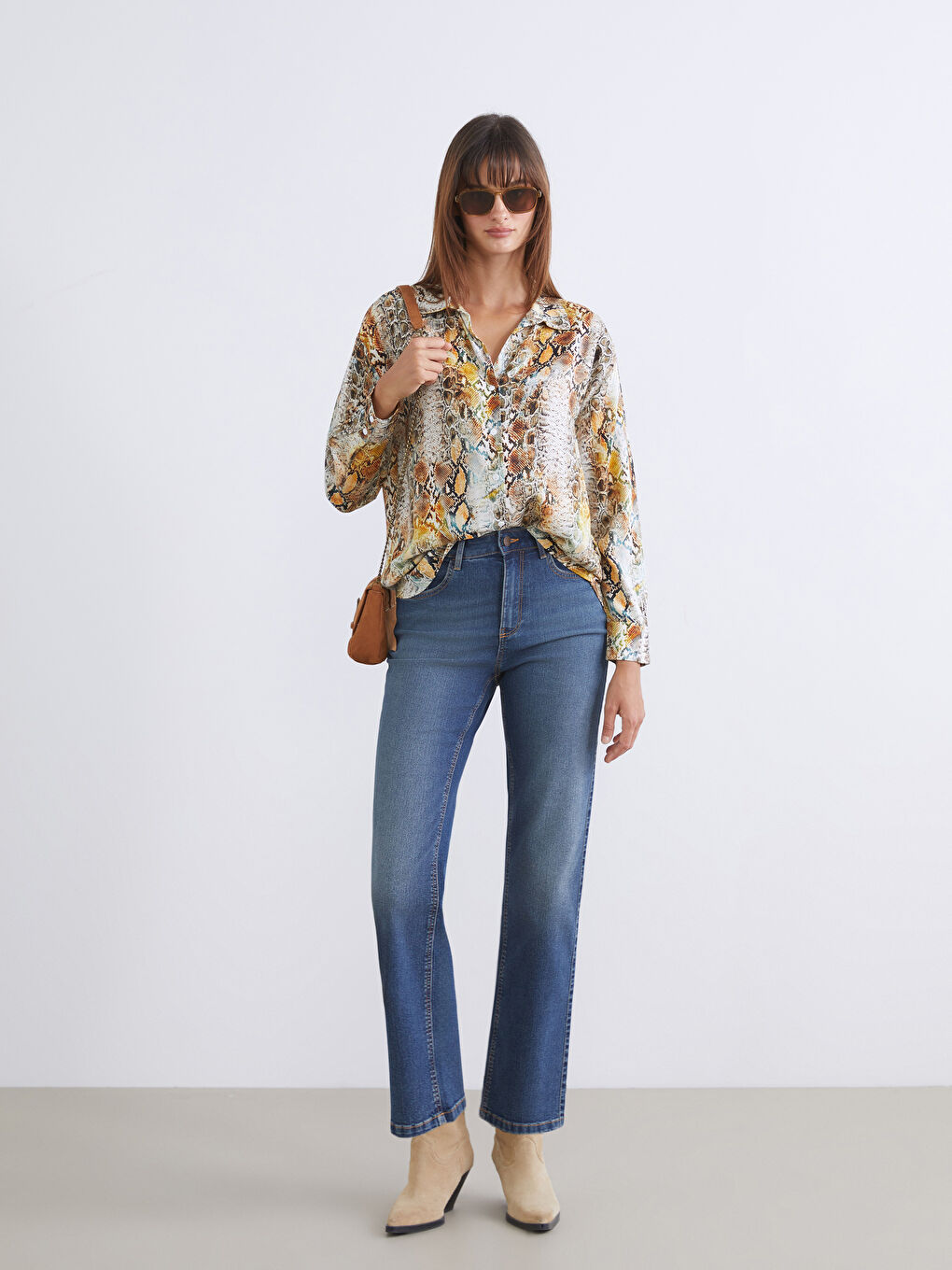 Snake Skin Patterned Oversize Women's Shirt-1