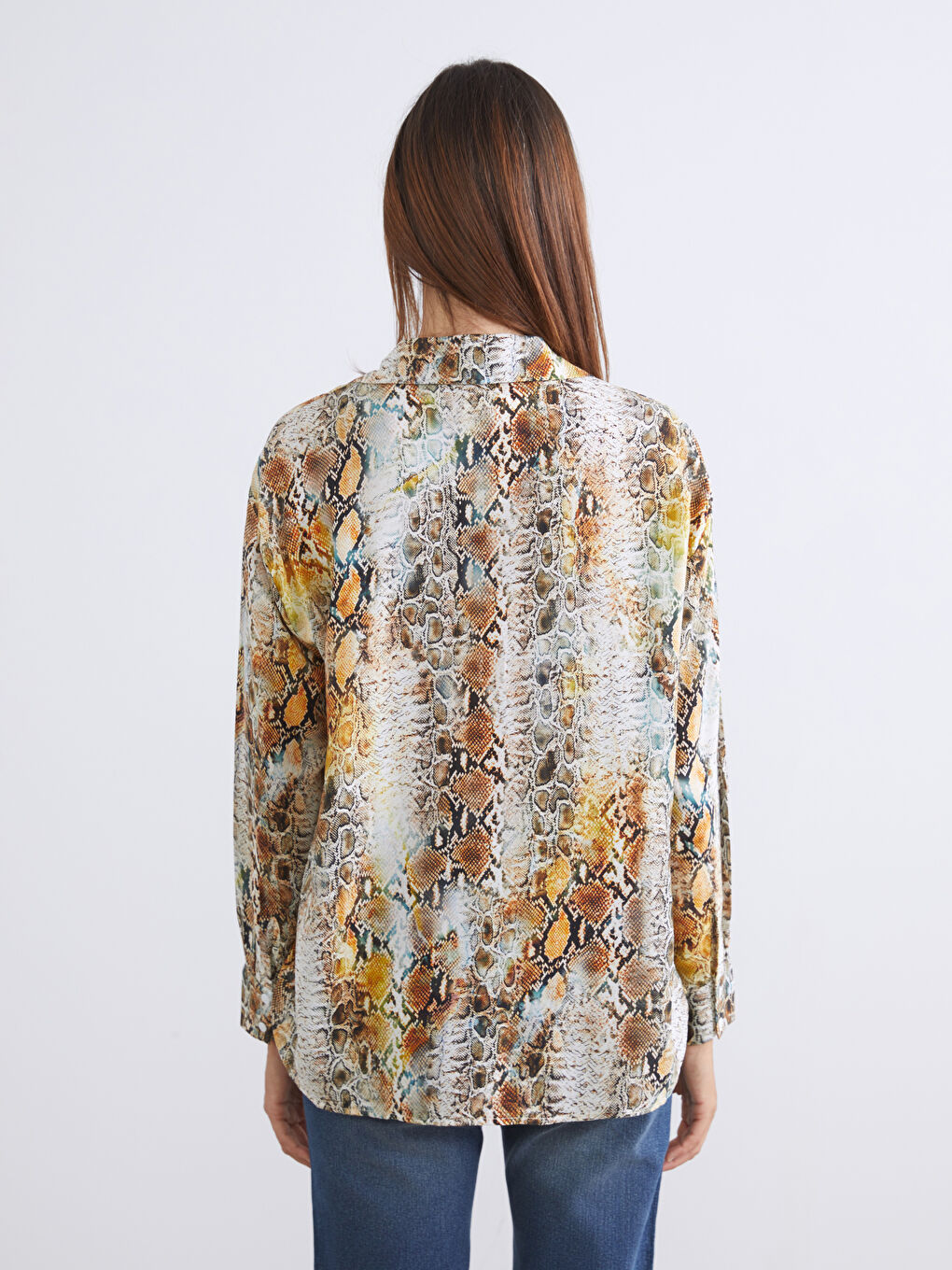 Snake Skin Patterned Oversize Women's Shirt-3