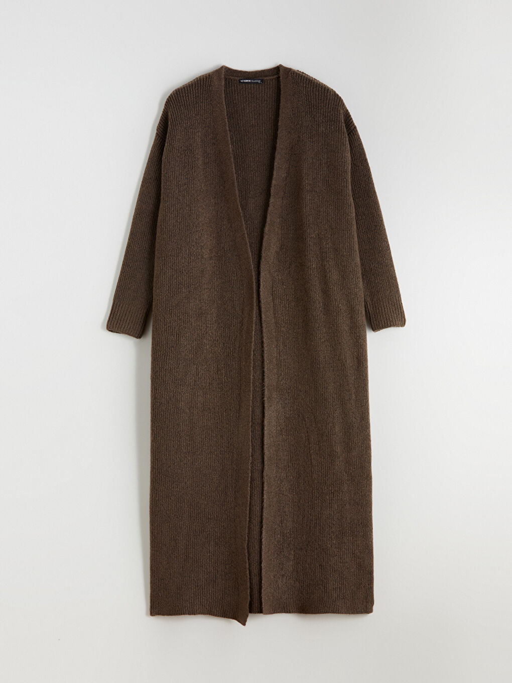 Kahverengi Şal Yaka Kadın Triko Hırka-4