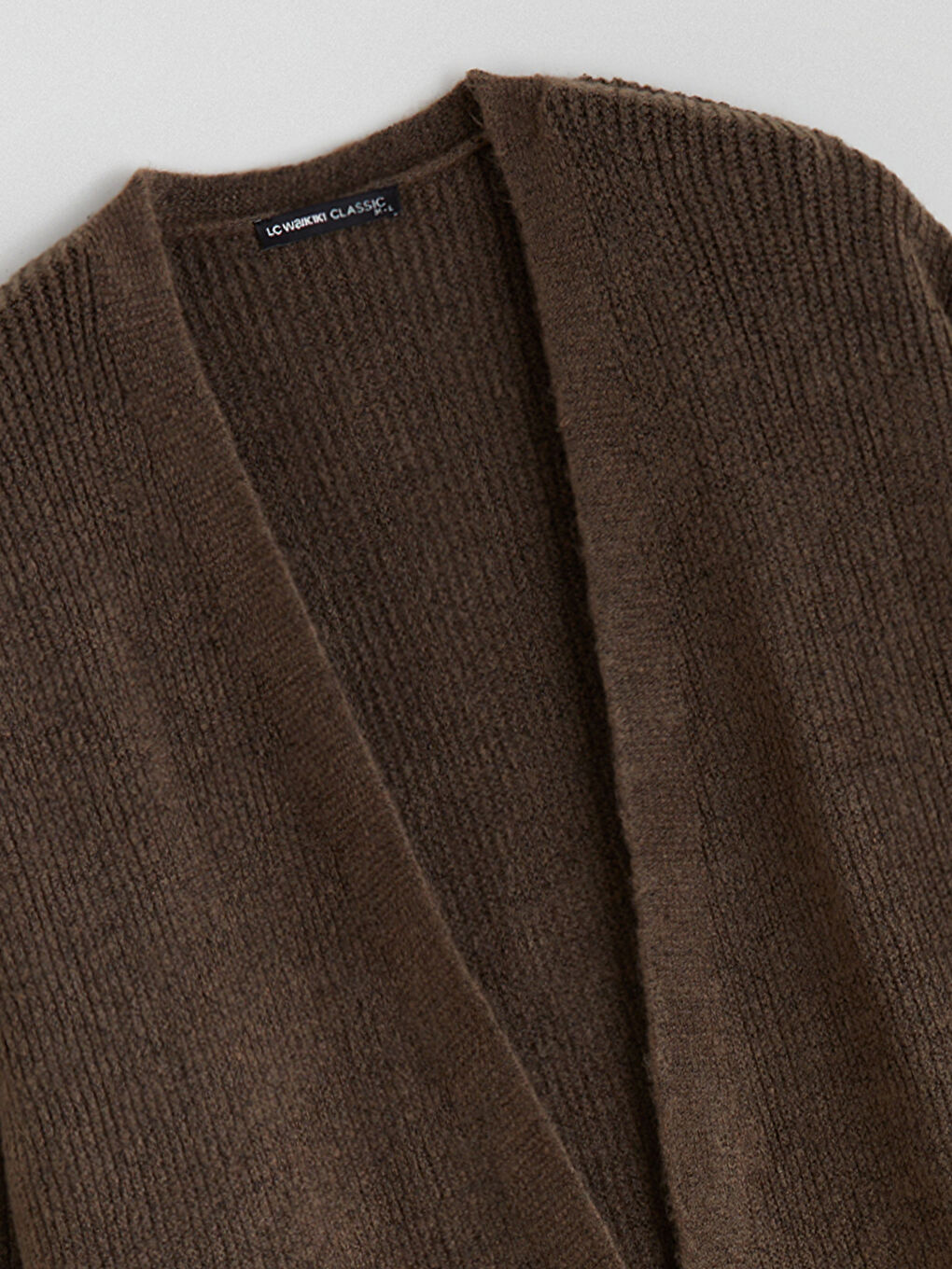 Kahverengi Şal Yaka Kadın Triko Hırka-5