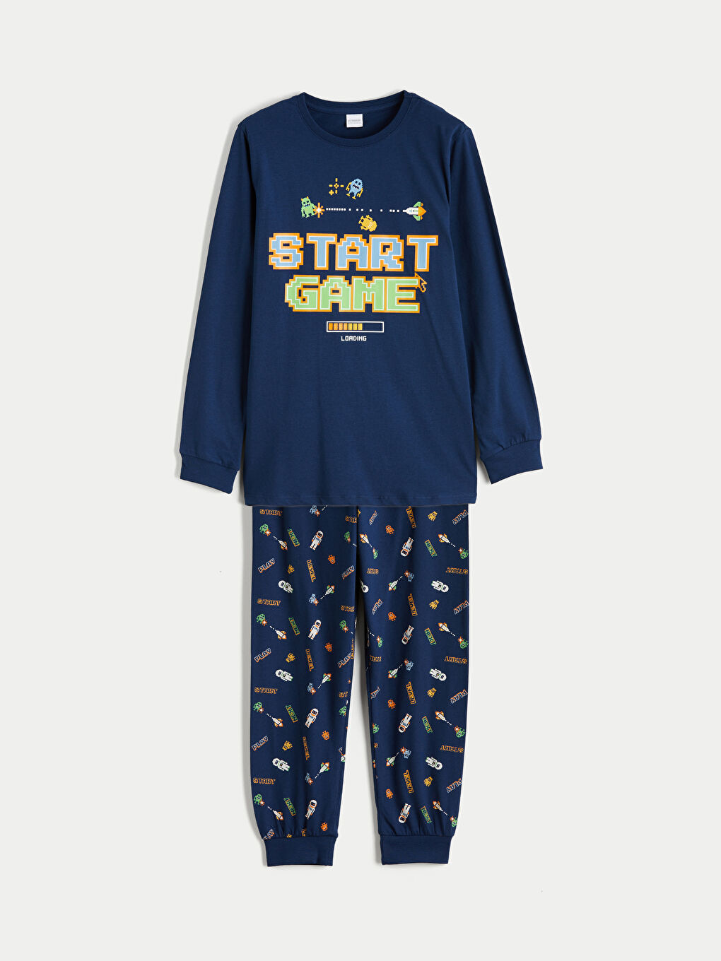 Crew Neck Printed Boys' Pyjama Set