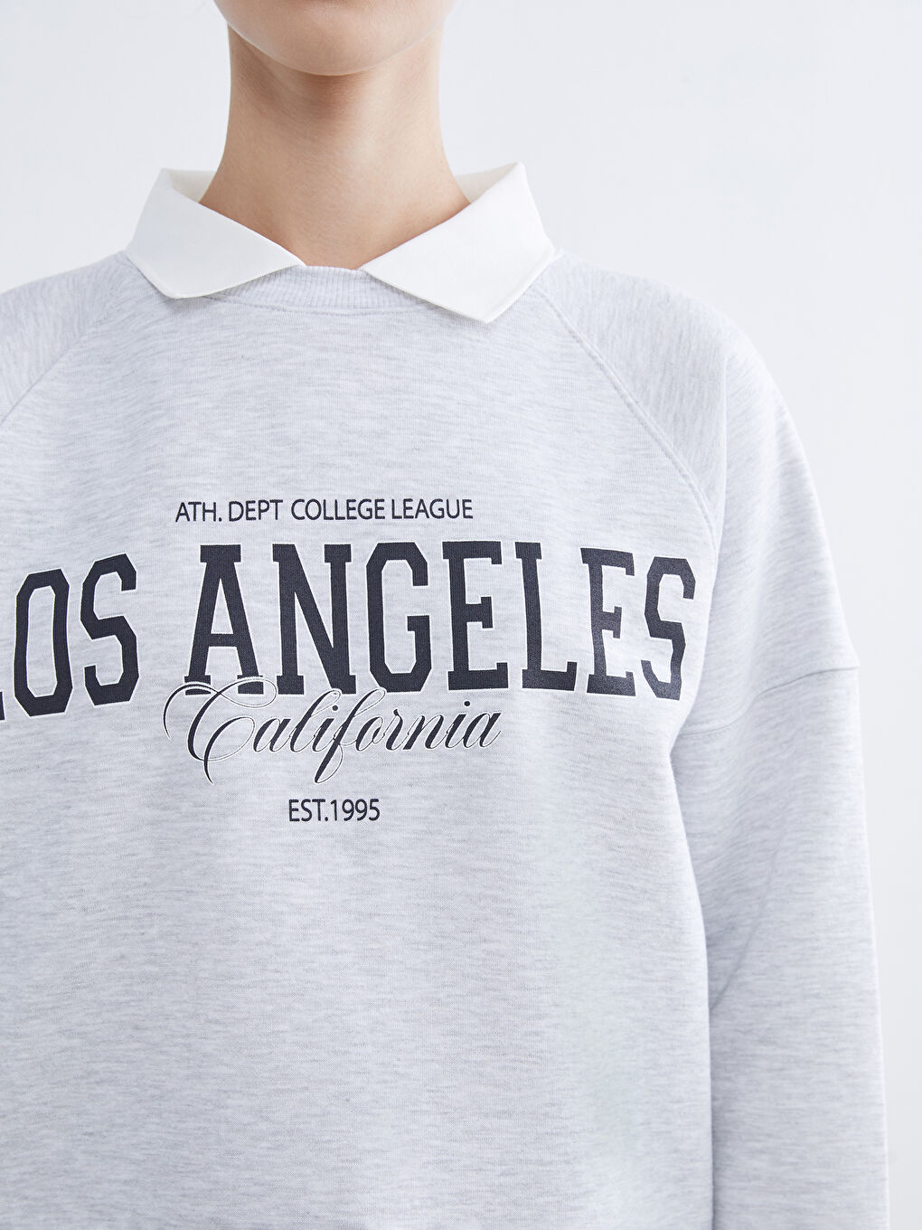 Gri Los Angeles Baskılı Kadın Kalın Sweatshirt Tunik-2