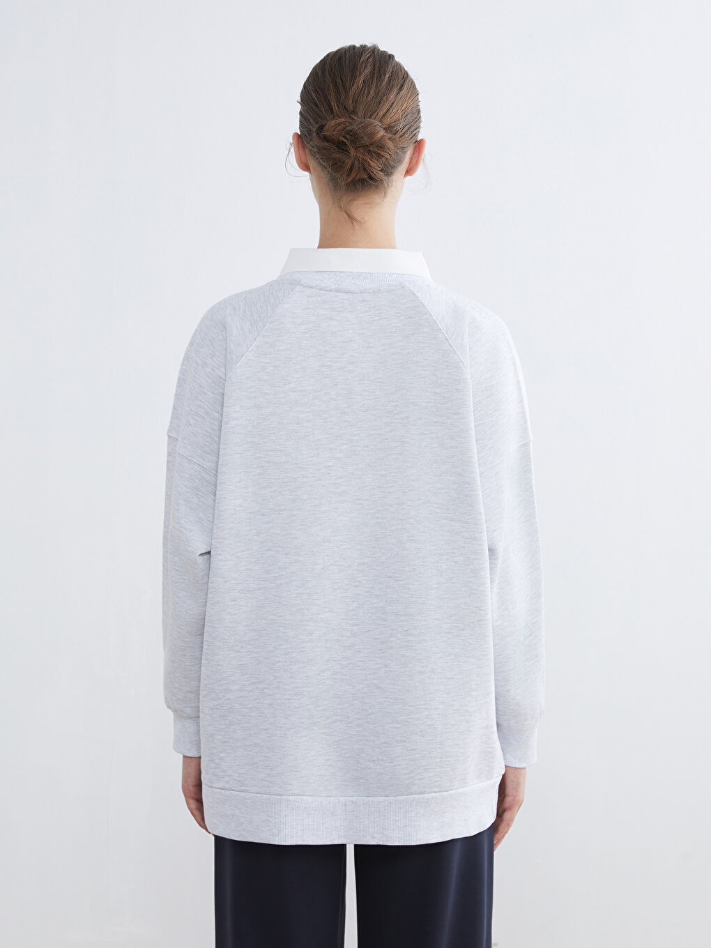 Gri Los Angeles Baskılı Kadın Kalın Sweatshirt Tunik-3