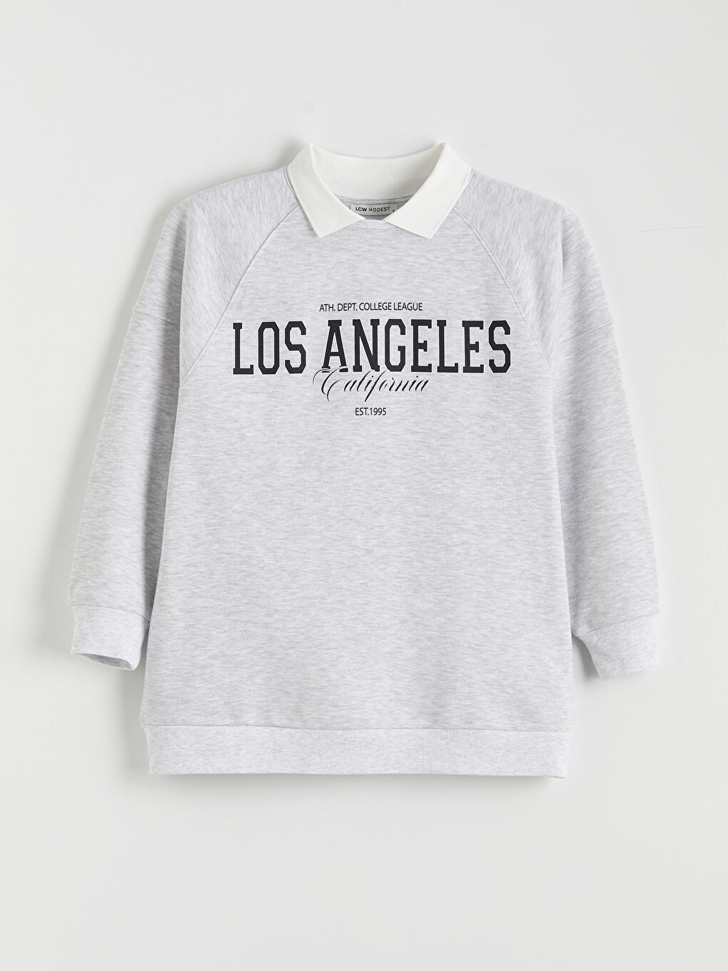 Gri Los Angeles Baskılı Kadın Kalın Sweatshirt Tunik-4