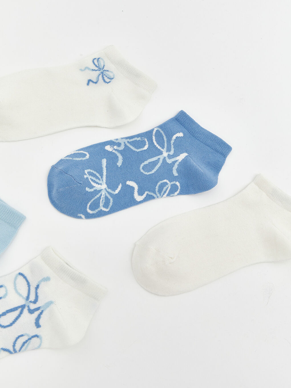 Ekru Desenli Kadın Patik Çorap 5'li-1