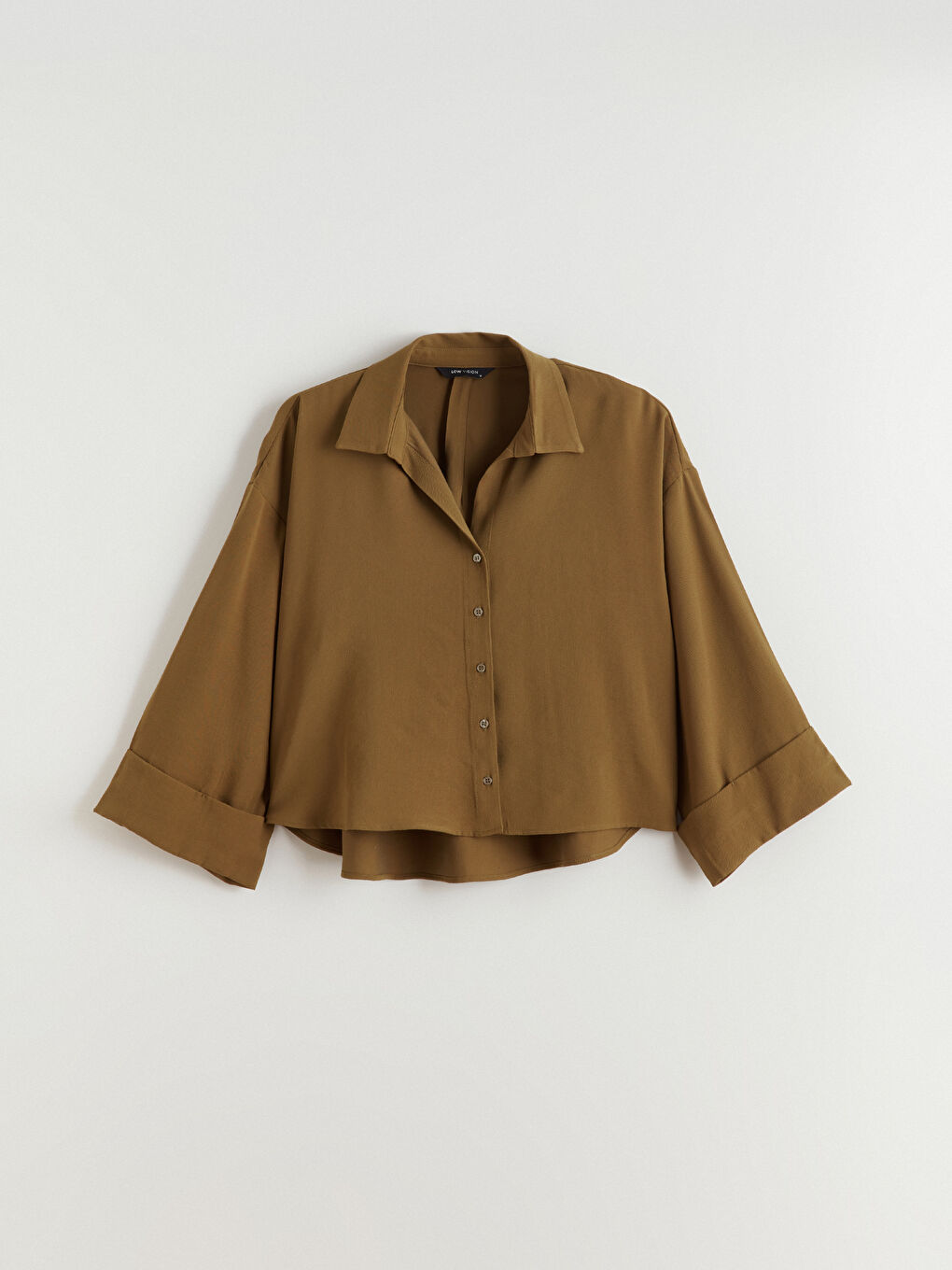 Kahverengi Oversize Kadın Gömlek-4