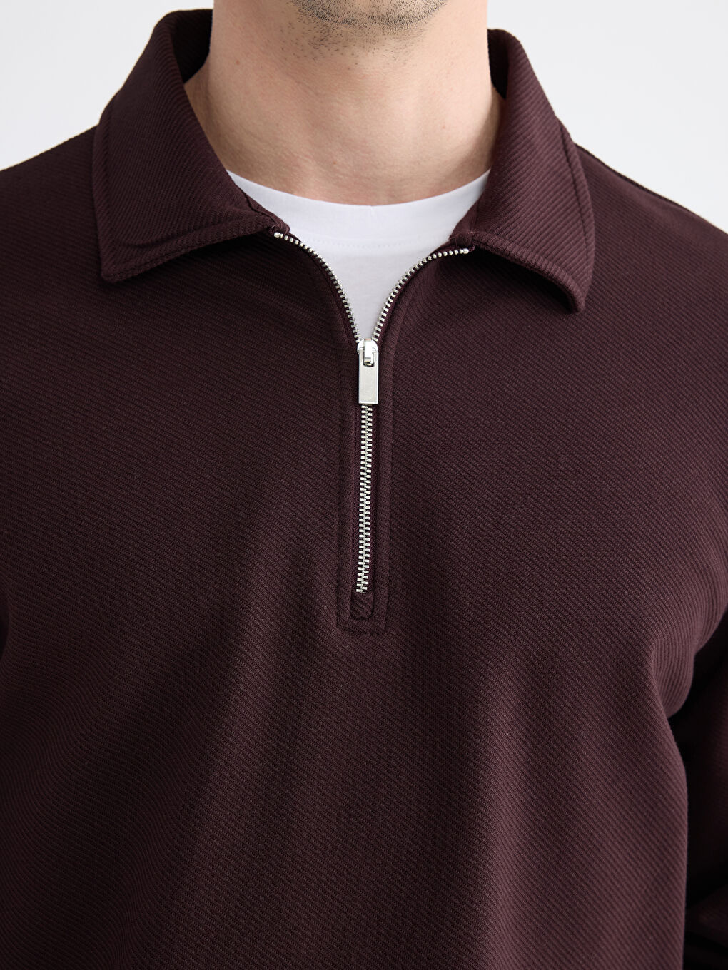 Mürdüm Polo Yaka Erkek Sweatshirt-2