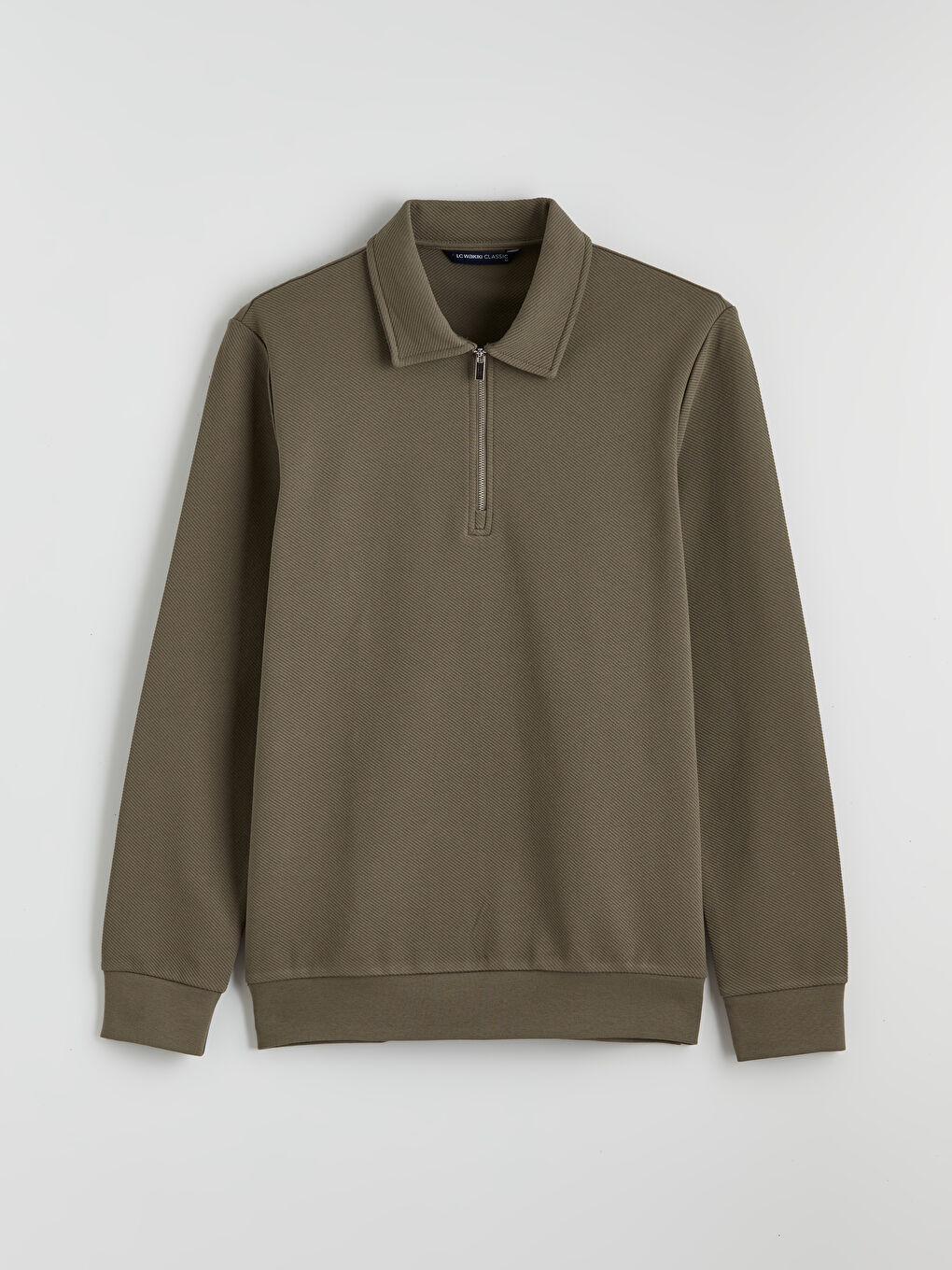 Yeşil Polo Yaka Erkek Sweatshirt-4