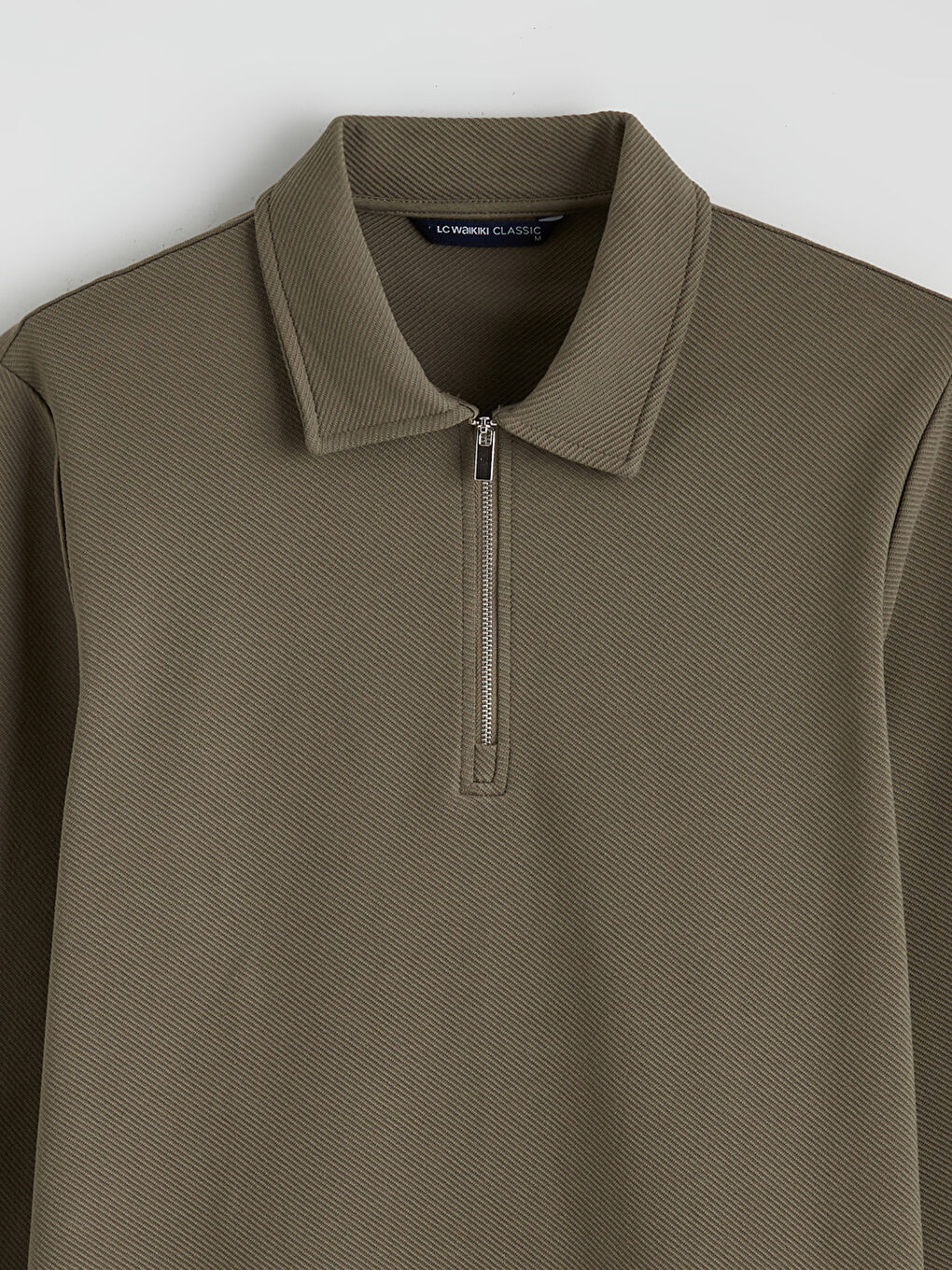 Yeşil Polo Yaka Erkek Sweatshirt-5