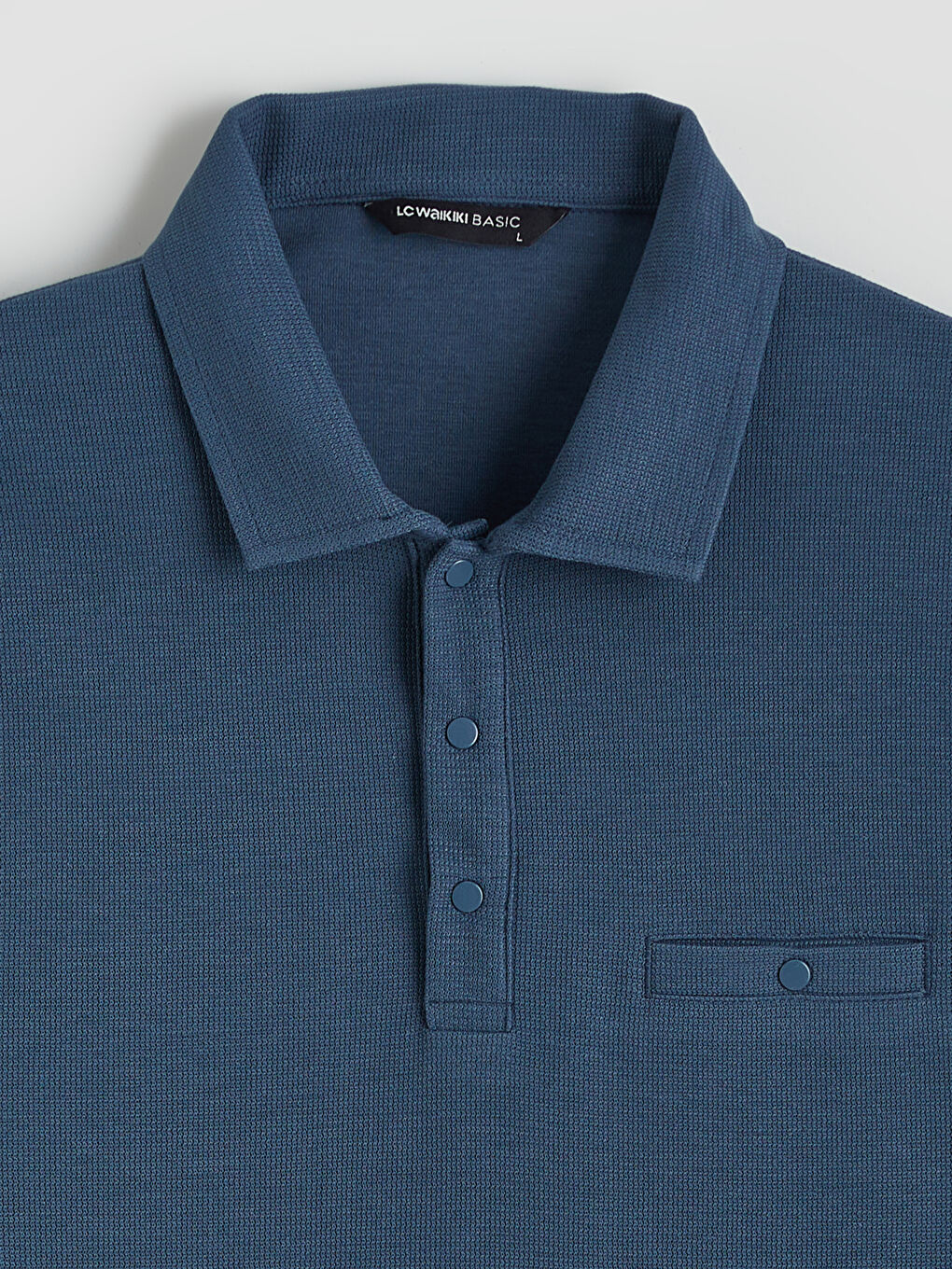 Lacivert Polo Yaka Erkek Sweatshirt-5