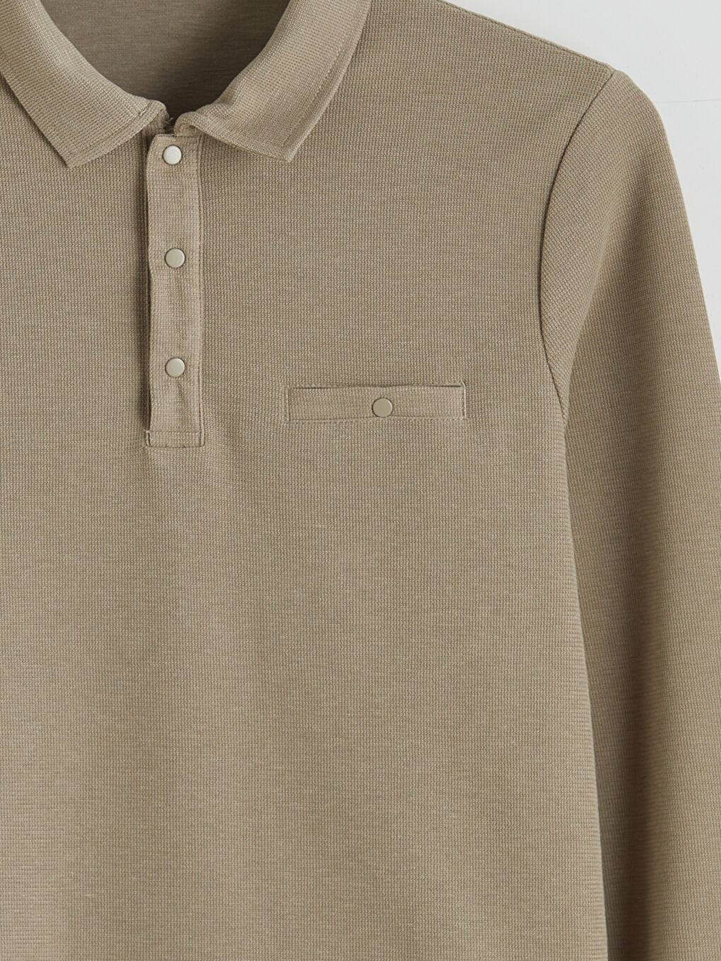 Bej Polo Yaka Erkek Sweatshirt-5