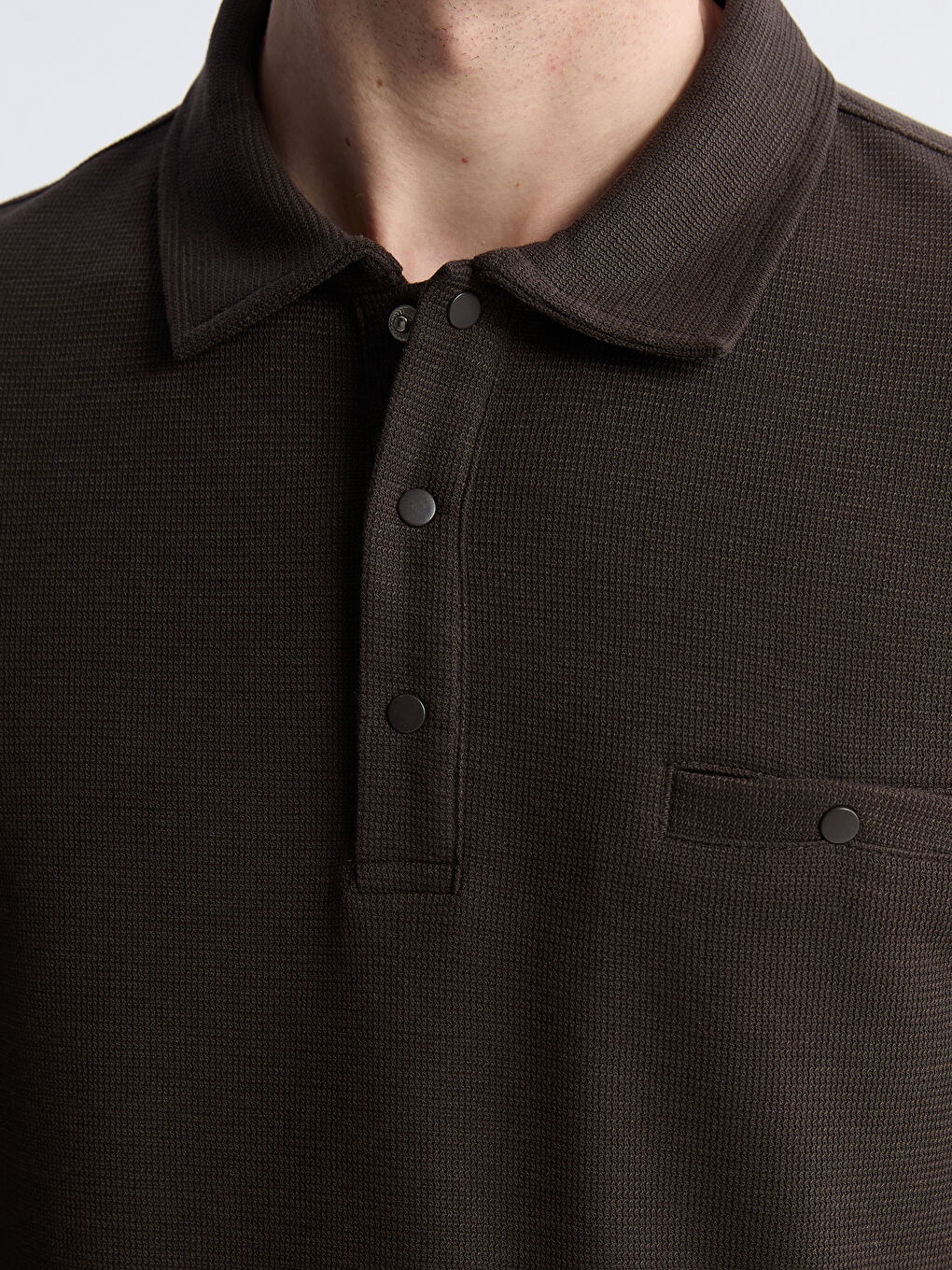 Kahverengi Polo Yaka Erkek Sweatshirt-2