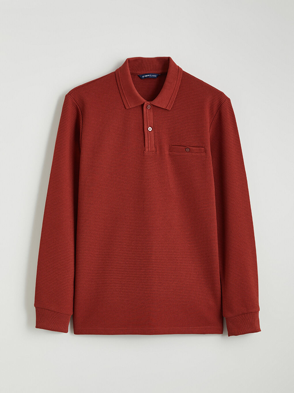 Kahverengi Polo Yaka Erkek Dokulu Tişört-4